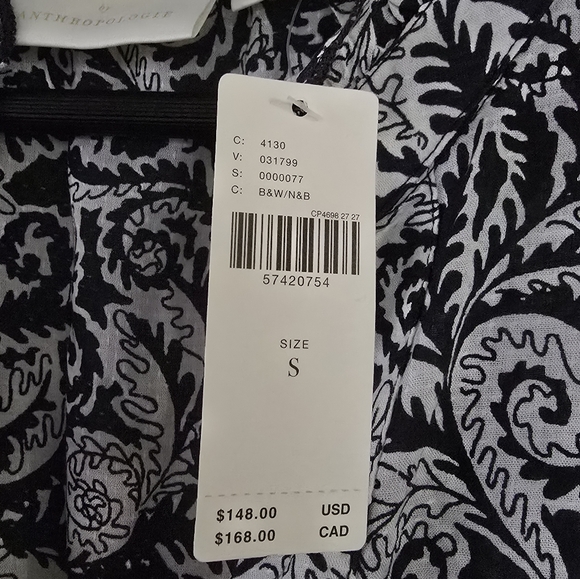 NWT Anthropologie Maeve Floral Maxi Black White Dress Small - Picture 5 of 7